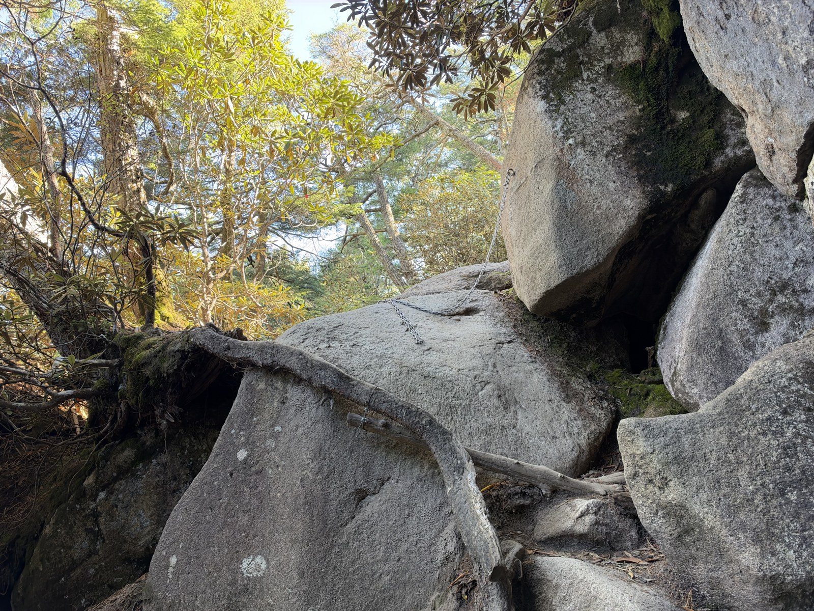 下山で通過した鎖場